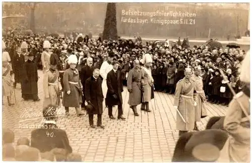 München 5.11.1921, Beisetzung des Bayer. Königspaares, ungebr. Foto-AK