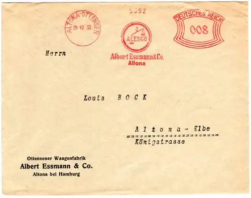 DR 1932, 8 Pf. AFS Albert Essmann & Co. auf Firmen Orts-Brief v. Altona-Ottensen