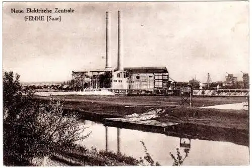 Völklingen Fenne, Neue Elektrische Zentrale, ungebr. sw-AK m. Neujahrsgruss 1926