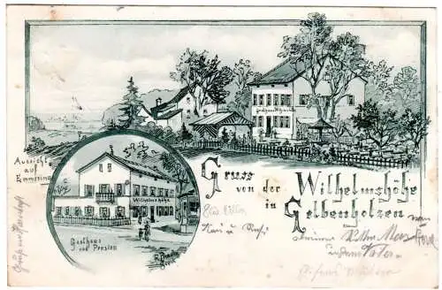 Gruss von der Wilhelmshöhe in Gelbenholzen, 1901 v Bruck-Fürstenfeld gebr. sw-AK
