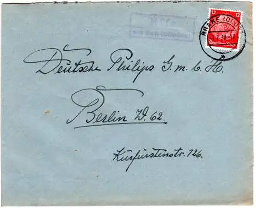 DR 1939, Landpost Stpl. ALSE über Brake (Oldenburg) auf Brief m. 12 Pfg.