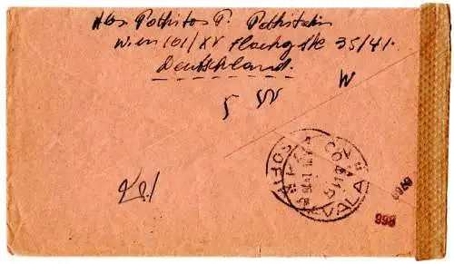 DR 1943, 40+12 Pf. auf Reko Luftpost Zensur Brief v. Wien n. Kavalla Bulgarien
