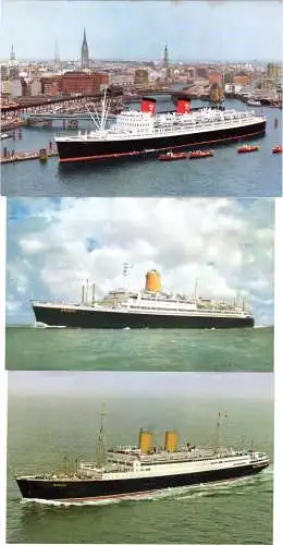 Dampfer Berlin, Bremen u. Hanseatic im Hafen Hamburg, 3 ungebr. Schiff-AK