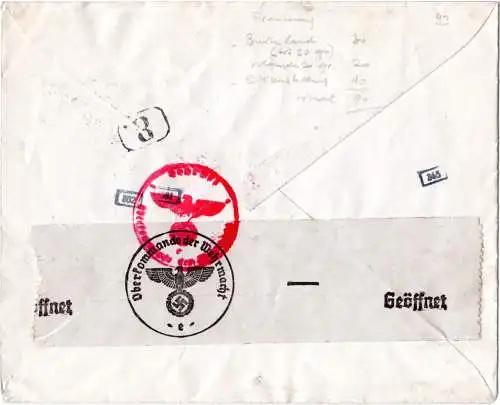 Schweiz 1941, MeF 3x30 C. auf Eilboten Zensur Brief v. Biel (Bienne) n. Berlin