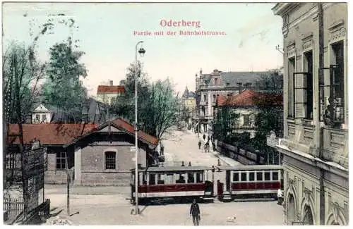 Tschechien, Oderberg Bohumin, Bahnhofstr. m. Trambahn, 1901 gebr. AK