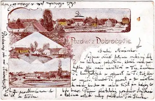 Tschechien, Pozdrav z Dobrocovic, 1901 gebr. Mehrbild-Litho-AK