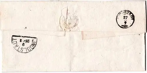 Bayern 1870. kl. K1 REICHERTSHOFEN auf Antwortbrief v. Ebenhausen n. Eichstätt