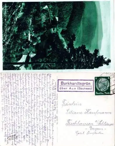 DR 1936, Landpost Stpl. VOGELSBURG Volkach Landauf Blauenthal Farb-AK m. 8 Pf.