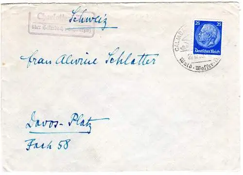 DR 1939, Landpoststempel CHARLOTTENHÖHE über Calmbach auf Zensur Brief m. 25 Pf.