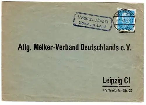 DR 1933, Landpost Stpl. WETZLEBEN Börssum Land Drucksache Brief m. 4 Pf.