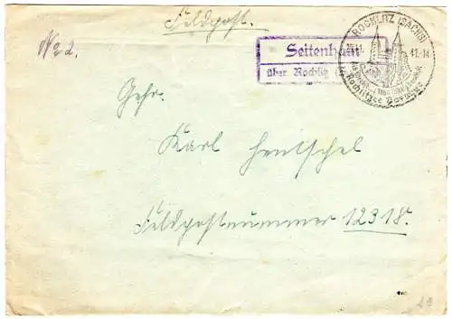 DR 1941, Landpost Stpl. SEITENHAIN über Rochlitz auf Feldpost-Brief