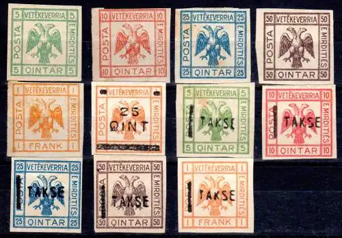 Albanien, Mirditische Republik, Ausgaben kpl., 11 ungebr. Werte inkl. 5 Porto