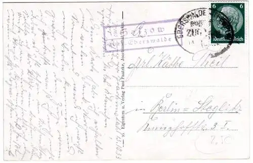 DR 1933, Landpost Stpl. GOLZOW über Eberswalde auf Karte m. 6 Pf. u. Bahnpost