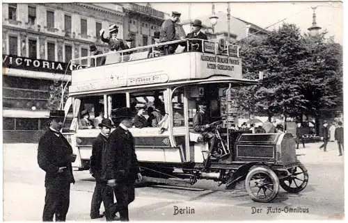 Berlin, Der Auto-Omnibus, 1908 gebr. sw-AK