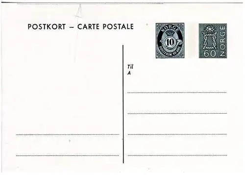 Norwegen P 138, ungebr. 60+10 öre Ganzsache m. Variante Punktlinie oben