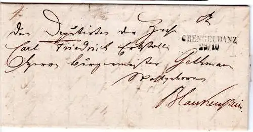 Preussen 1832, L2 Crengeldanz auf Brief v. Witten n. Blankenhain