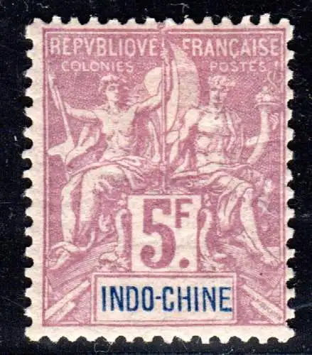 Französisch Indochina 16, sauber ungebr. 5 Fr. m. Originalgummi