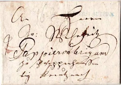 Bayern 1821, blaugrüner L1 KAISERSLAUTERN  auf Portobrief v. Enkenbach