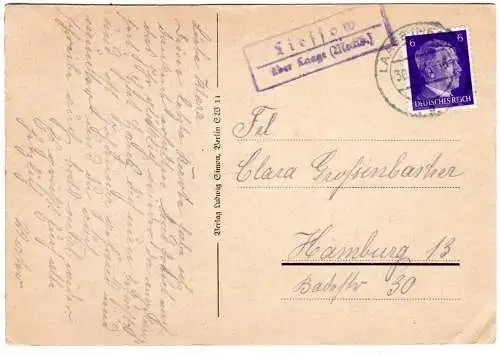 DR 1941, Landpost Stpl. LIESSOW über Laage (Mecklb.) auf Karte m. 6 Pf.