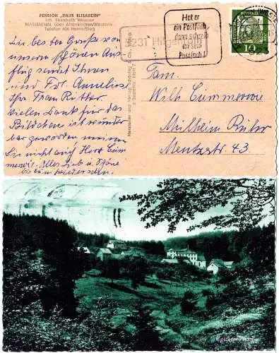 BRD 1962, Landpost Stpl. 5231 HILGENROTH auf Marienthal über Altenkirchen sw-AK 