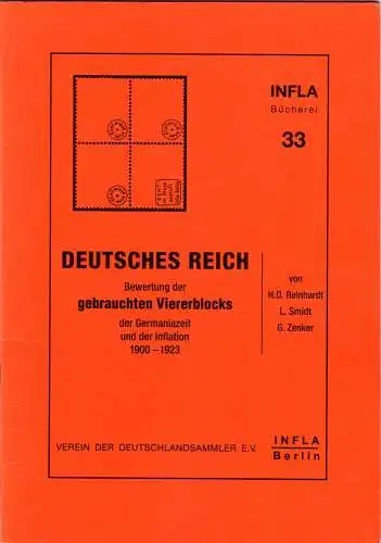 Infla Bücherei 33, DR, Bewertung d. gebr. Viererblocks Germania/Infla, 23 S.