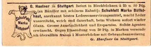 Württemberg 1886, 5 öre Ga. m. rs. Büffelhaut Schuhfett Zudruck u. K1 Ravensburg