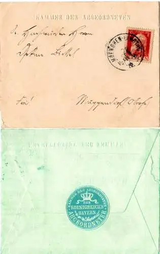 Bayern 1912, K1 MUENCHEN LANDTAG auf Prägeumschlag m.10 Pf u. Verschlussetikett
