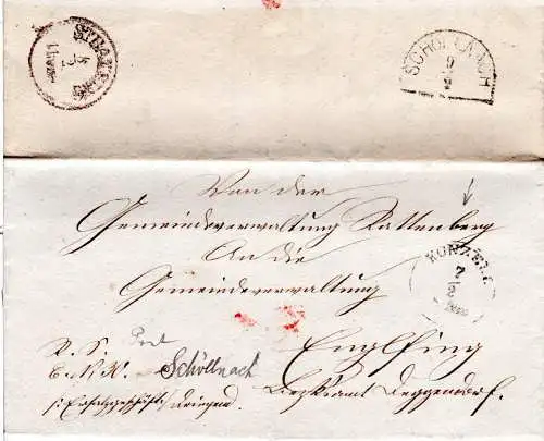 Bayern 1878, K1 KONZELL auf Brief v. Kattenberg n. Englfing Post Schöllnach