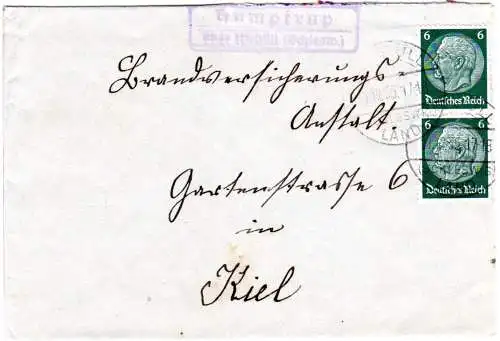 DR 1935, Landpost Stpl. HUMPTRUP über Niebüll (Schlesw.) auf Brief m. 2x6 Pf.