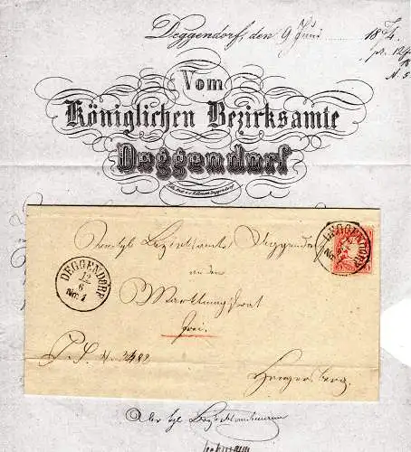 Bayern 1874, 3 Kr. auf Amtsbrief v. Deggendorf