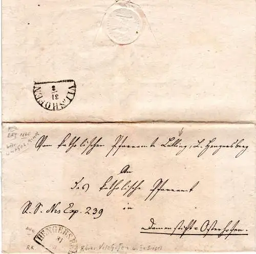 Bayern 1863, HKS Hengersberg auf Brief v. Lalling n. Osterhofen 