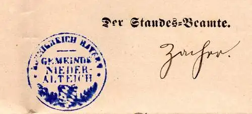 Bayern 1901, K1 Niederalteich auf Amts-Brief v. Taiding n. Hengersberg.