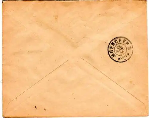 Bayern 1920, 6 geschnittene Ludwig Freistaat Werte auf Reko Brief v. München 40