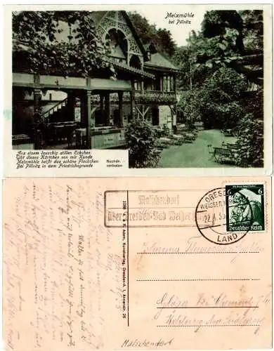 DR 1935, Landpost Stpl. MALSCHENDORF über Dresden-Bad Weisser Hirsch auf sw-AK 