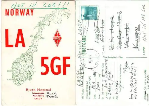 Norwegen, attraktive Radio-Funk Karte v. Tveita n. Nairobi, Kenia