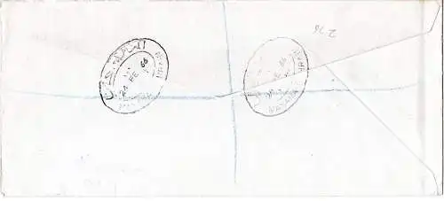 Bahrain 1966, pair 40 F. on commercial registered Air Mail cover to GB.