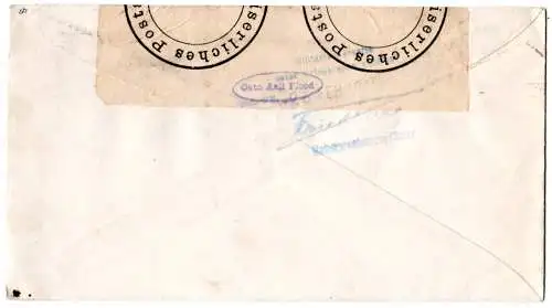 Norwegen 1917, 2x10 öre auf Brief v. Kristiania m. Hamburg Zensur n. Thüringen