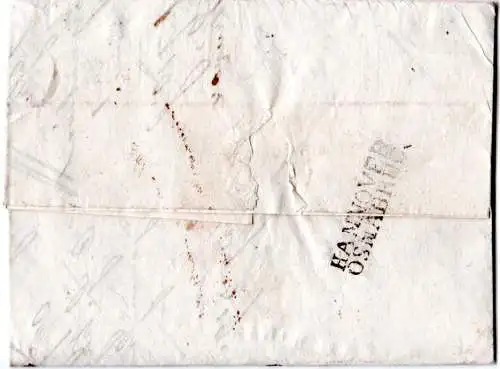 Sachsen 1822, R2 Leipzig auf Portobrief n Belgien m. rücks. L2 HANNOVER OSNABRUG