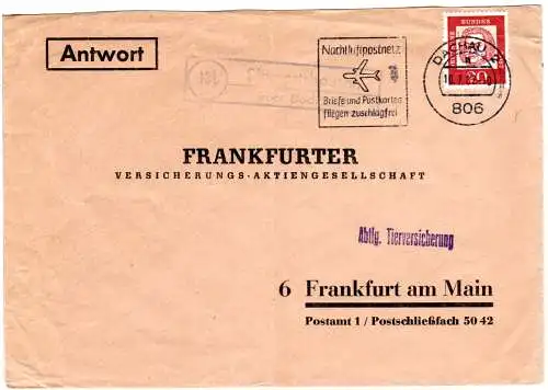 BRD 1962, Landpost Stpl. 13b SIGMERTSHAUSEN über Dachau auf Brief m. 20 Pf