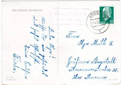 DDR 1962, Landpost Stpl. NEURODA über Arnstadt auf Karte m. 10 Pf.