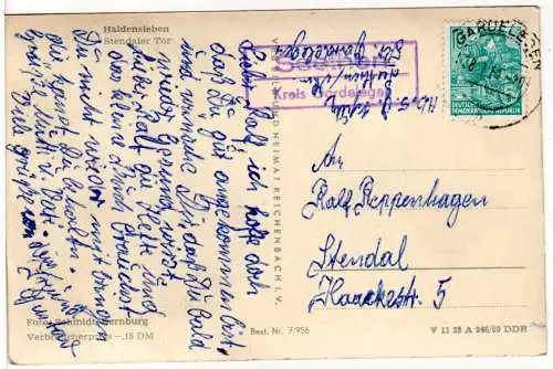 DDR 1961, Landpost Stpl. SEETHEN Kreis Gardelegen auf Karte m. 10 Pf. 