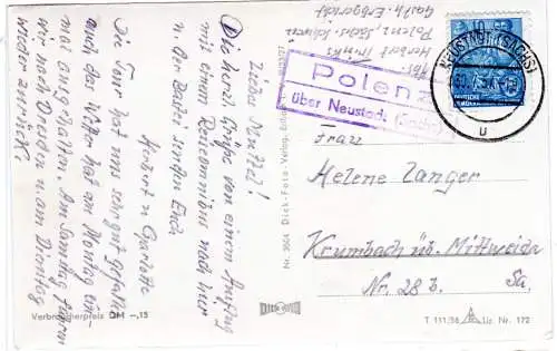 DDR 1959, Landpost Stpl. SEEBURG über Potsdam auf Karte m. 10 Pf. 