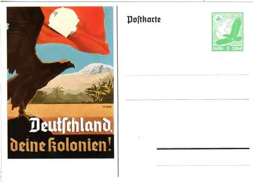 DR, ungebr. 5 Pf. Propaganda Privatganzsache Deutschland deine Kolonien 