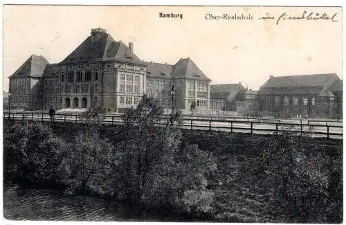 Hamburg, Oberrealschule in Eimsbüttel, 1914 gebr. sw-AK