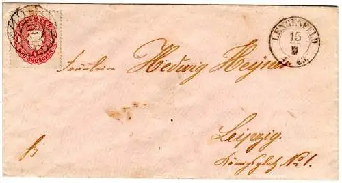 Sachsen 1863, 1 NGr. auf kl. Brief m. Stpl. 70 Lengenfeld