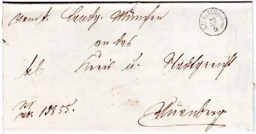 Bayern 1852, Fingerhut-K1 AU b. München auf Dienst Brief n. Nürnberg