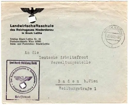 DR 1942, Ostmark Frei d. Ablösung Brief v. Bruck (Leitha)