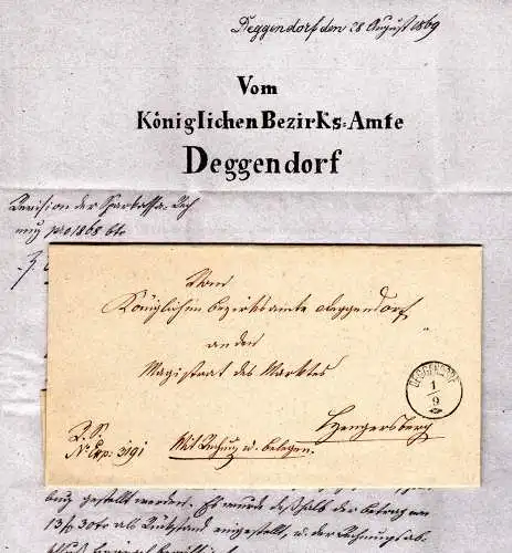 Bayern 1869, Zier-K1 DEGGENDORF klar auf Brief n. Hengersberg.