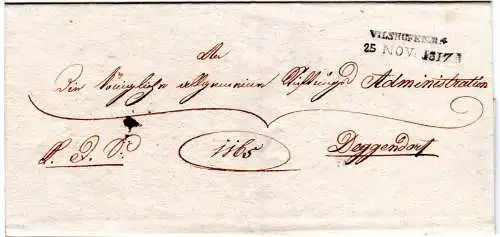 Bayern 1817, L2 Vilshofen R.4. auf Brief n. Deggendorf