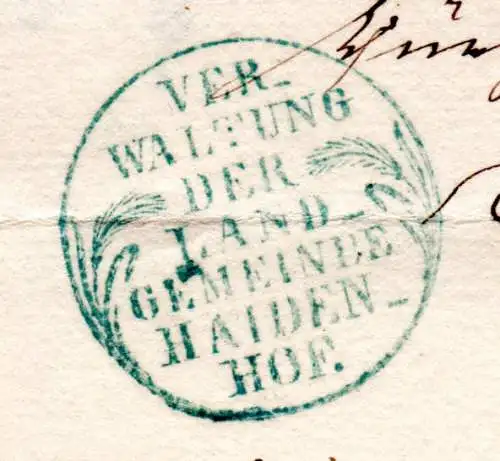 Bayern 1877, K1 Passau auf Amts Brief v. Haidenhof an den Magistrat Hengersberg